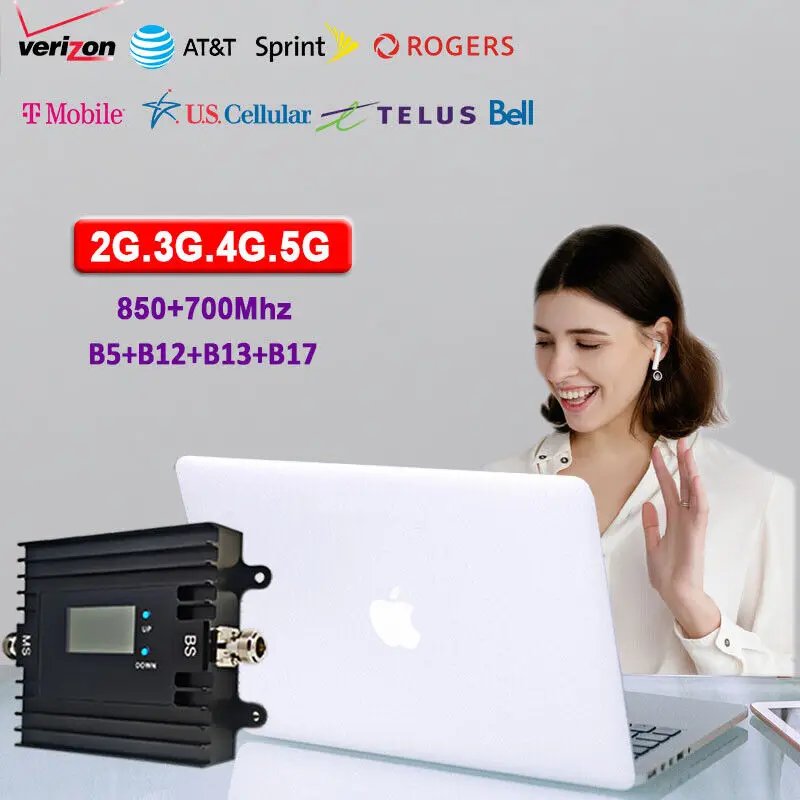 Cell Phone Amplifier 5G 4G for USA and Canada With Smart LCD&Tuya App Management Cellular Booster B5 B12 B13 B17
